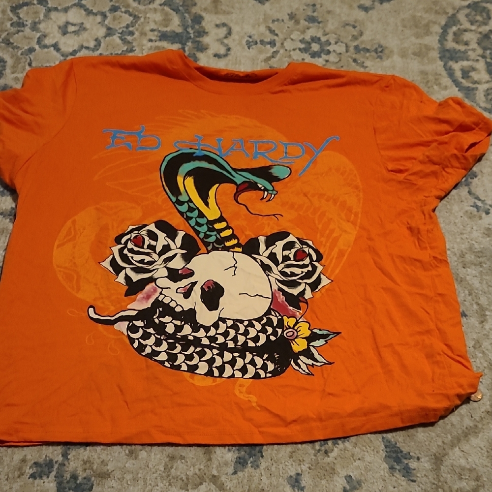 Ed Hardy Kids Orange Snake Graphic Tee